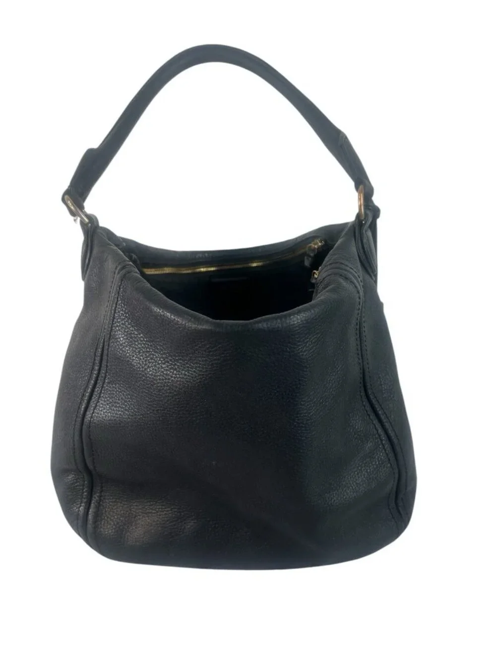 vtg J CREW Large Hobo Pebbled Napa Leather Shoulder Bag 3 Compartaments
